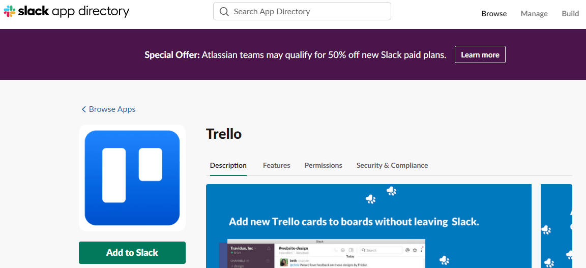 Trello Slack on App Directory